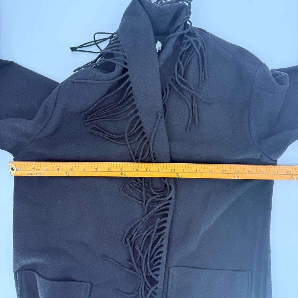 NWT Calvin Klein Wool Blend Black Oversized Cardigan with Fringe Size S - Picture 7 of 8